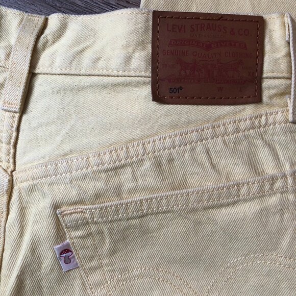 Levi's501 Vintage Jeans Cotton100 Yellow W27L26 Cropped Straight Leg MushroomTag - Picture 11 of 15